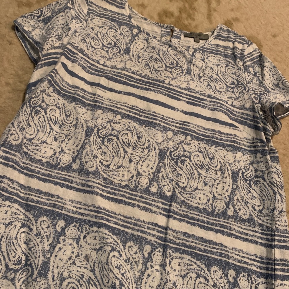 Blue and white linen top